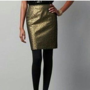 {Loft} Metallic Gold & Black Geometric Skirt